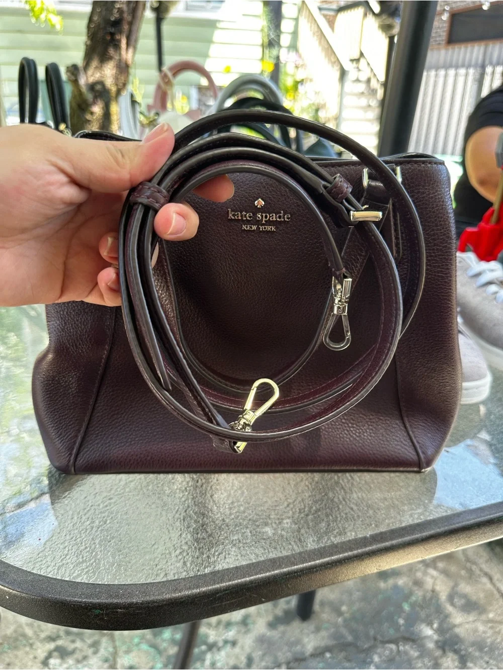 kate spade Pebbled Leather Tote in Plum